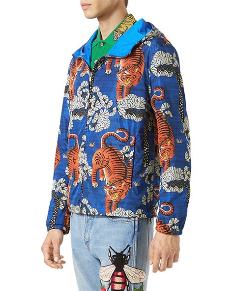 blue gucci bengal jacket|Gucci tiger bomber coat.